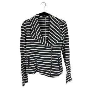 Gap grey / white strip moto knit jacket- size xs
